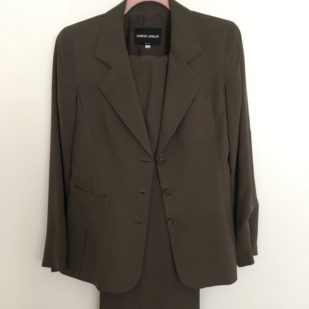 Vintage Giorgio Armani Silk Women Pant Suit Career